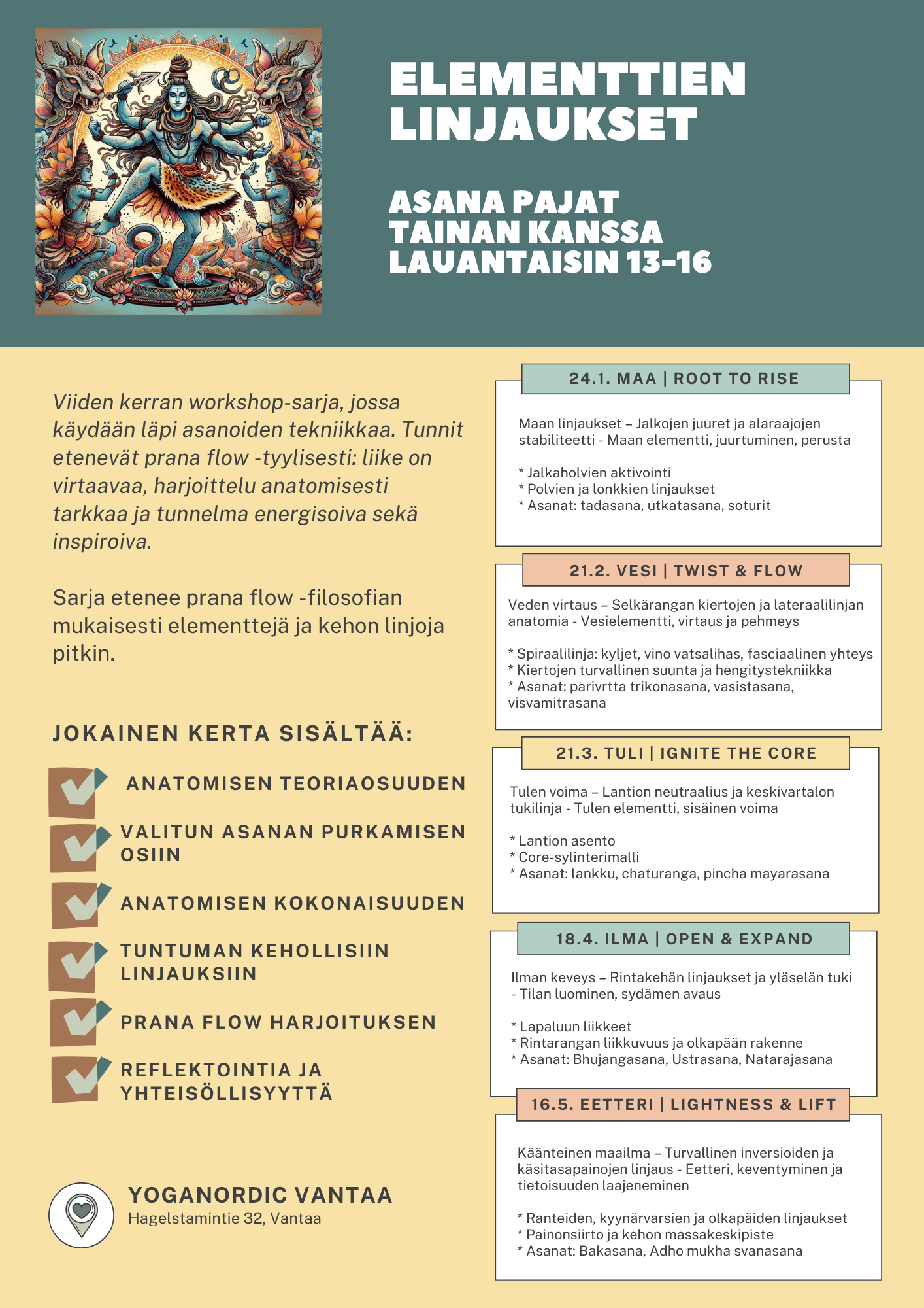Elementtien Linjaukset – Asana pajat Tainan kanssa